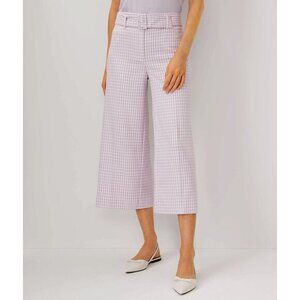 Like New Ann Taylor Gingham Wide Leg Cropped Pants Lavender 6 $119
